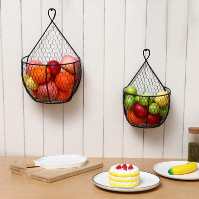 Kitchen Black Metal Mesh Basket