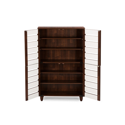 Armoire de rangement à chaussures avec six tablettes H 48,17 po Baxton Studio Gisela