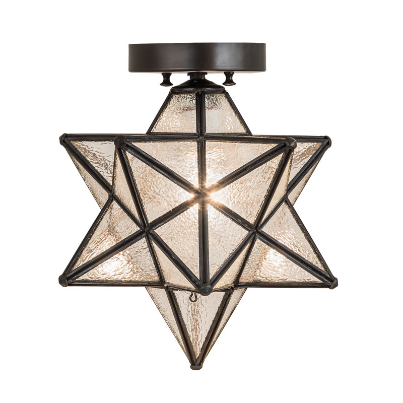 Plafonnier semi-encastré 1 lumière 12 po Backes, Verre puceux transparent