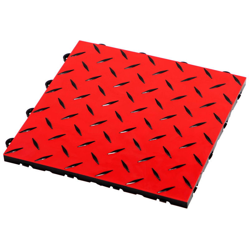 FlooringInc 5/8" Thick Nitro Pro Interlocking Garage Floor Tiles, Victory Red/Black