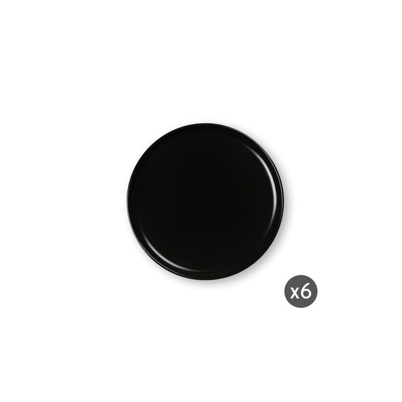 Excelsa Nordic Set Of 6 Dessert Plates, Black