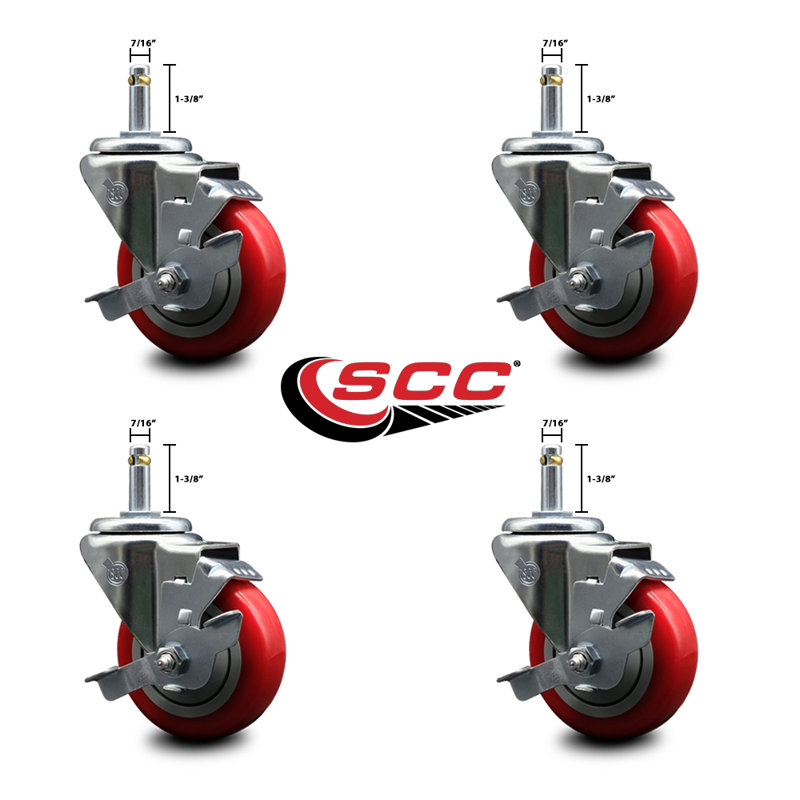 Swivel Grip Ring Stem Caster, Red
