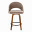 Tabouret de bar à hauteur fixe en bois de noyer et tissu brun avec repose-pieds rond en métal noir - ensemble de 2