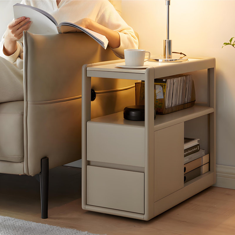 Modern Minimalist Gray Sintered Stone Rectangular Side Table