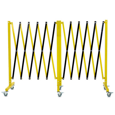 Expandable Metal Safety Barricade Gate with Wheels, 6 m Retractable Barrier Fence for Construction, Parking or Crowd Control