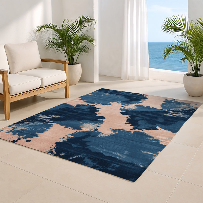 Tapis intérieur et extérieur gris Watercolor, Rectangulaire 2 pi x 3 pi
