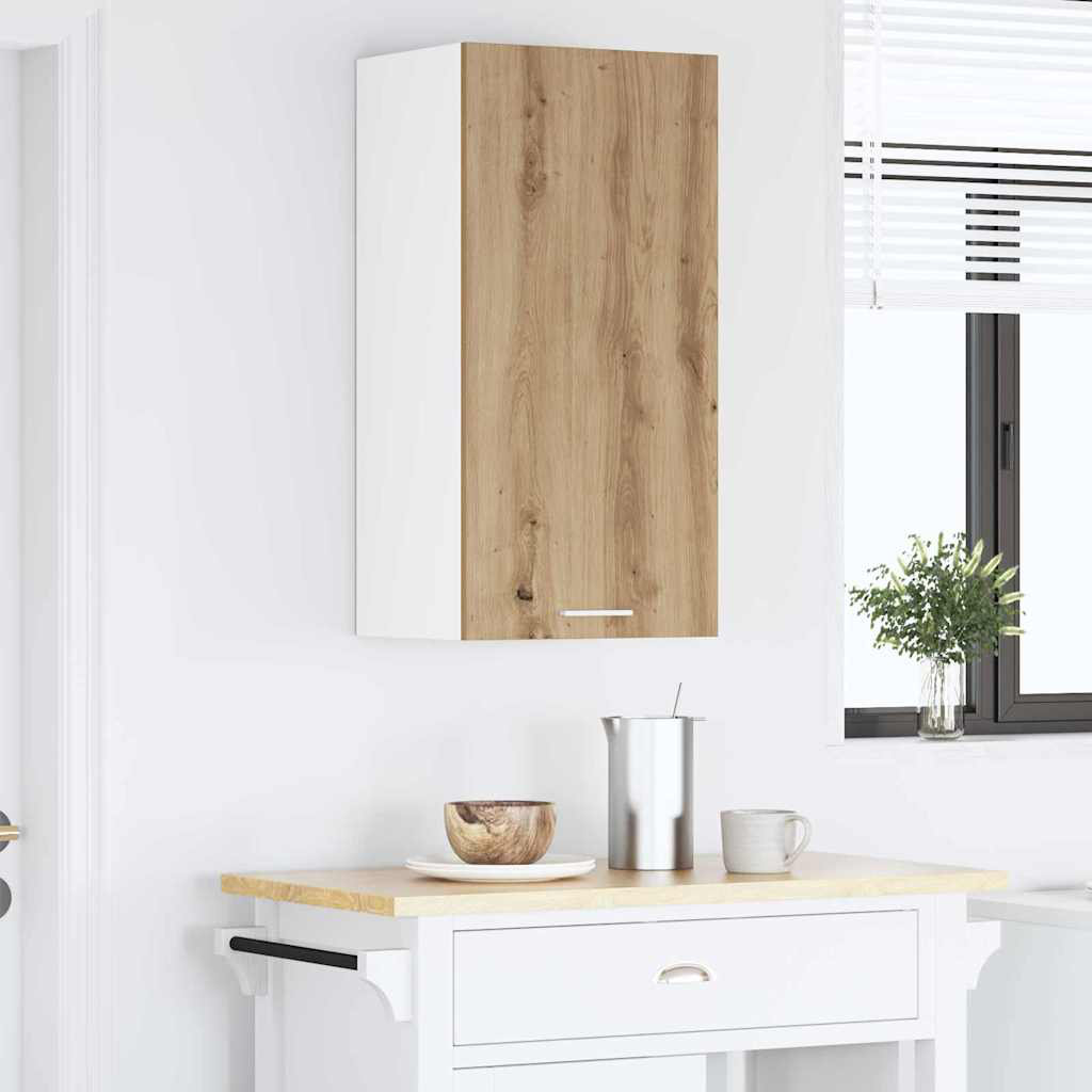 Vidaxl Hanging Cabinet Riga Artisan Oak And White 40 X 31 X 80 Cm