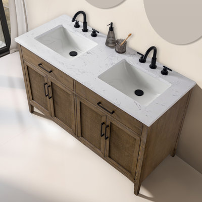Meuble-lavabo double 54 po avec dessus Sebastiano