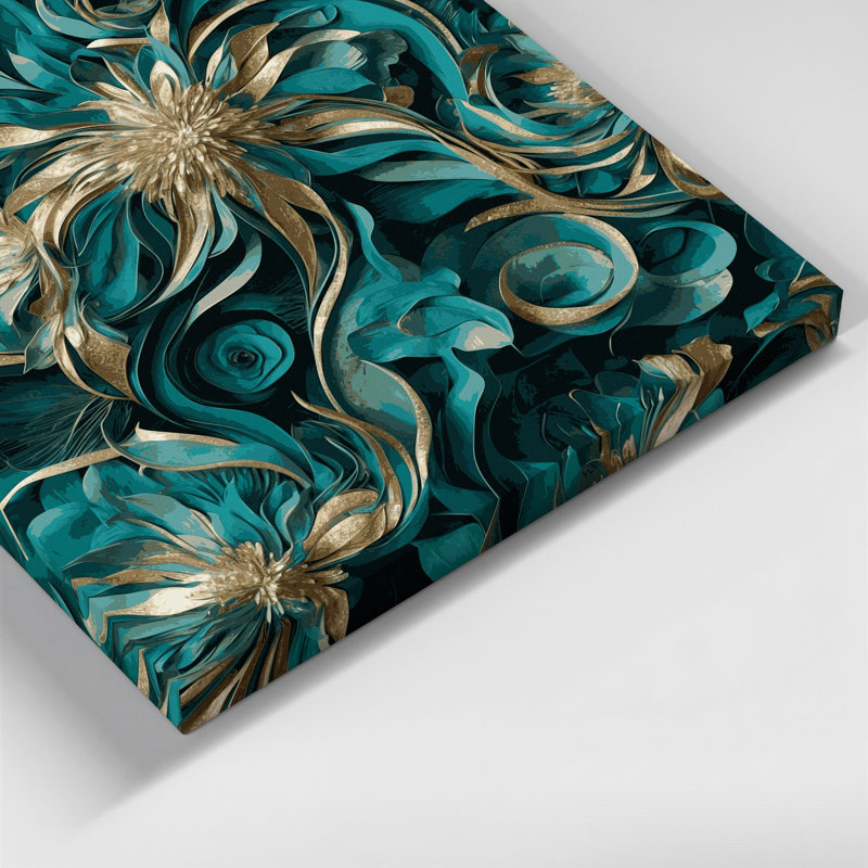 «Abstract Florals 76», art mural sur toile verte