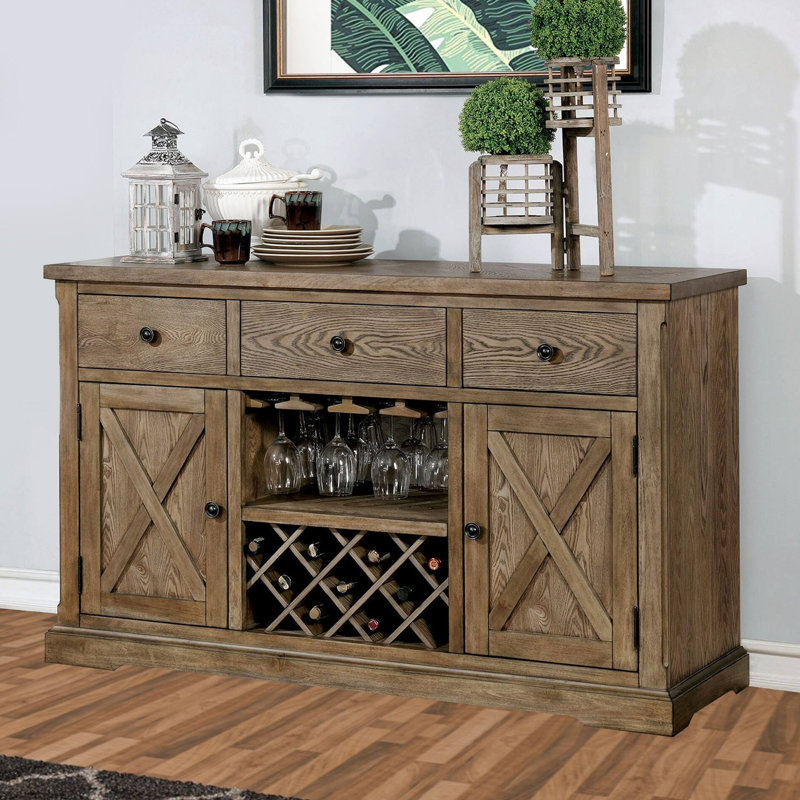 60.4"W Rustic Server, Light Oak
