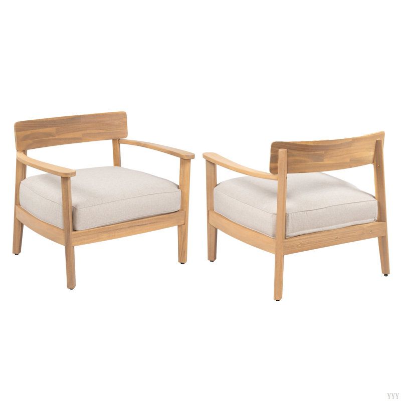 Fauteuil club en bois d'acacia avec coussin de siège Mallorca