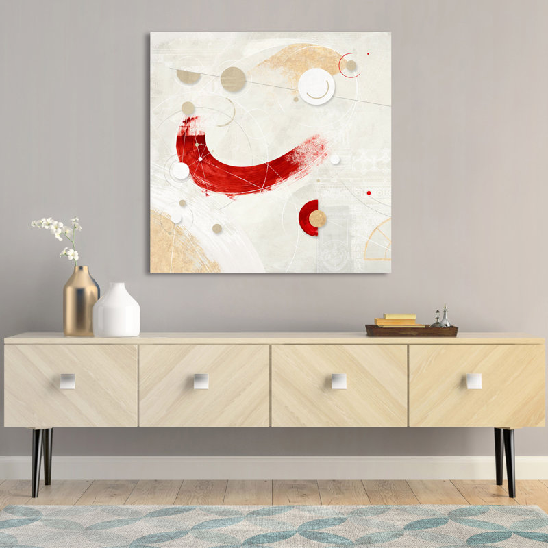 Galaxy n° 3 - Red 1 Piece Wrapped Canvas Wall Art, 90cm H x 90cm W x 4cm D