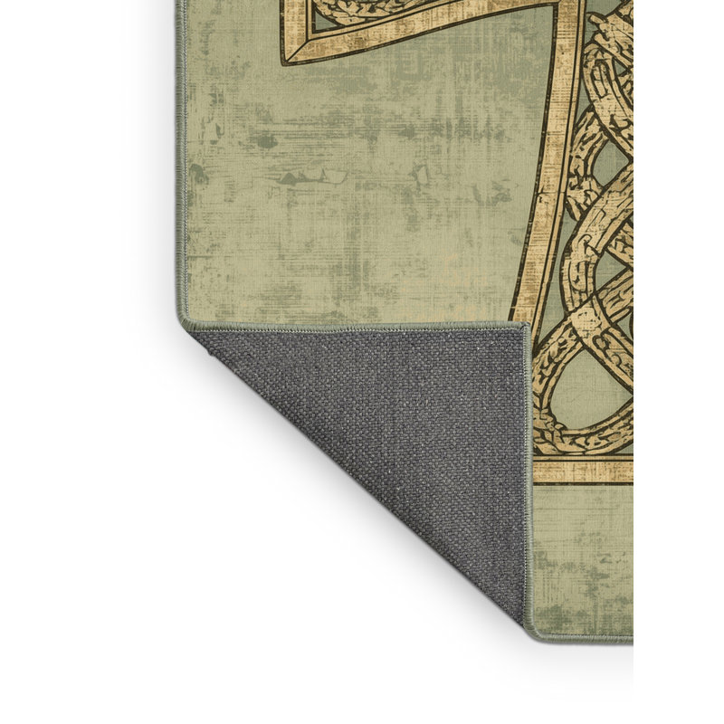 Soft Plush Fiorentino St Patties Modern & Contemporary Abstract Area Rug in Brown – SageGreen Binding, 5x8