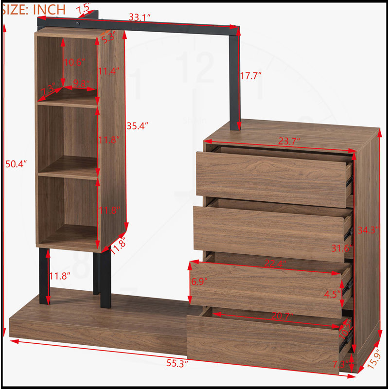 Versatile Wardrobe With Multiple Compartments And Ample Storage Space, Espresso
