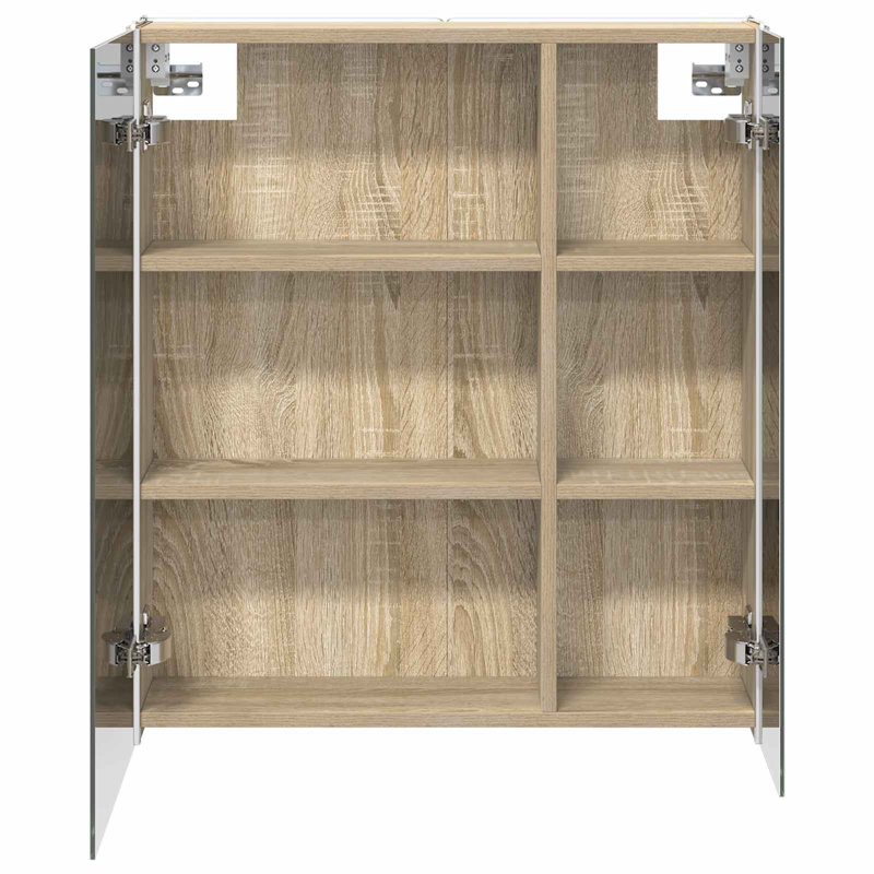 W H Wall Mounted Required Medicine Cabinet Mirror 2, Sonoma Oak, 70cmH x 63.5cmW x 15.5cmD