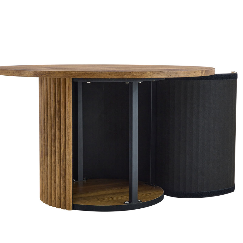 Table basse ronde en bois aggloméré avec pieds cylindriques, centre de table moderne de 27,5 po de diamètre pour la décoration intérieure, bois