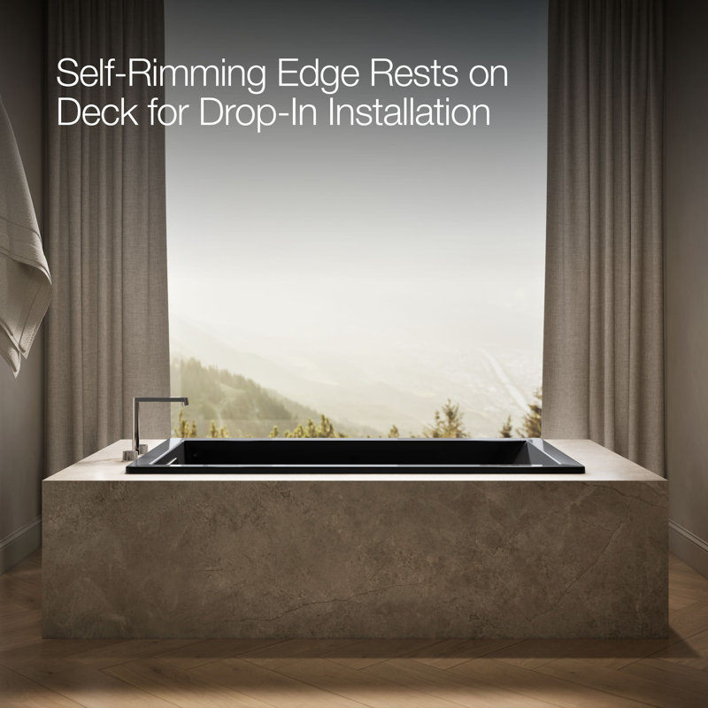 66" x 36" Whirlpool Acrylic Bathtub with Heater, Black