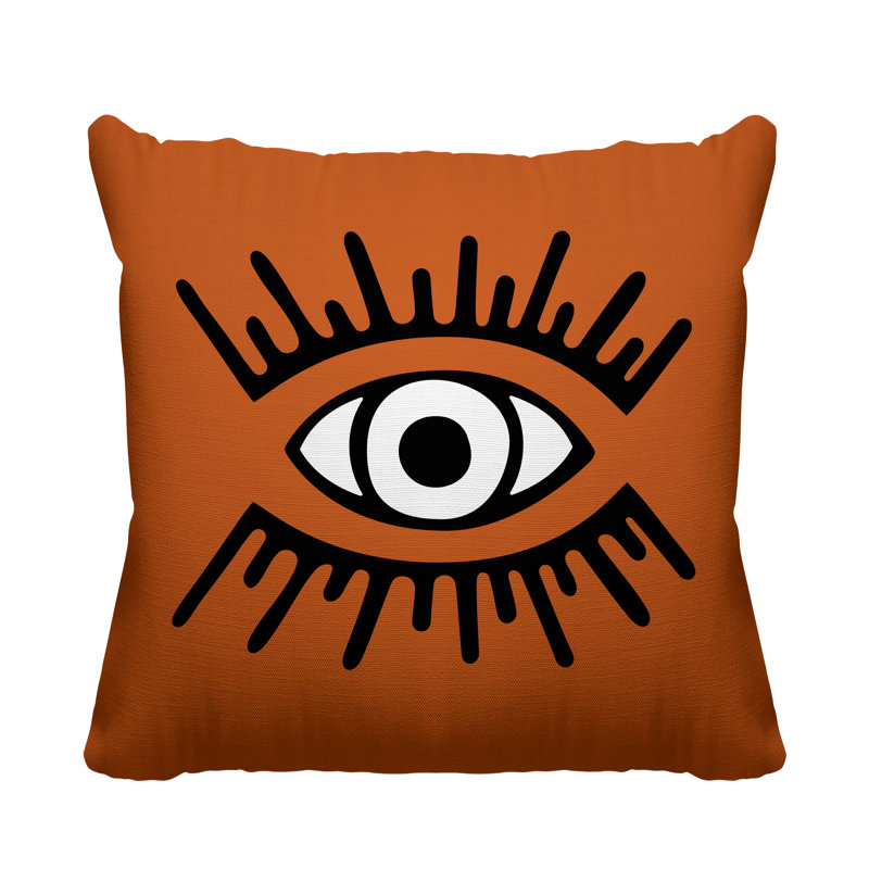 Coussin intérieur / extérieur Miranda Evil Eye, L 19 po x H 19 po, Orange
