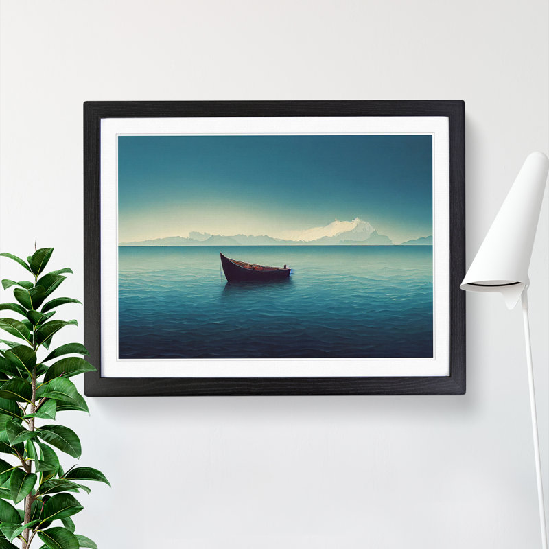 Lone Boat Vol.4 - Single Picture Frame Print, 34cm H x 46cm W, Black