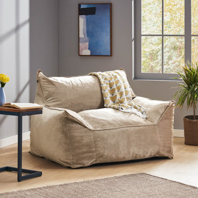 Large Velvet Bean Bag Chair Lounge Floor Chair Memory Foam Filled with Solid Microfiber Cover by Viv + Rae