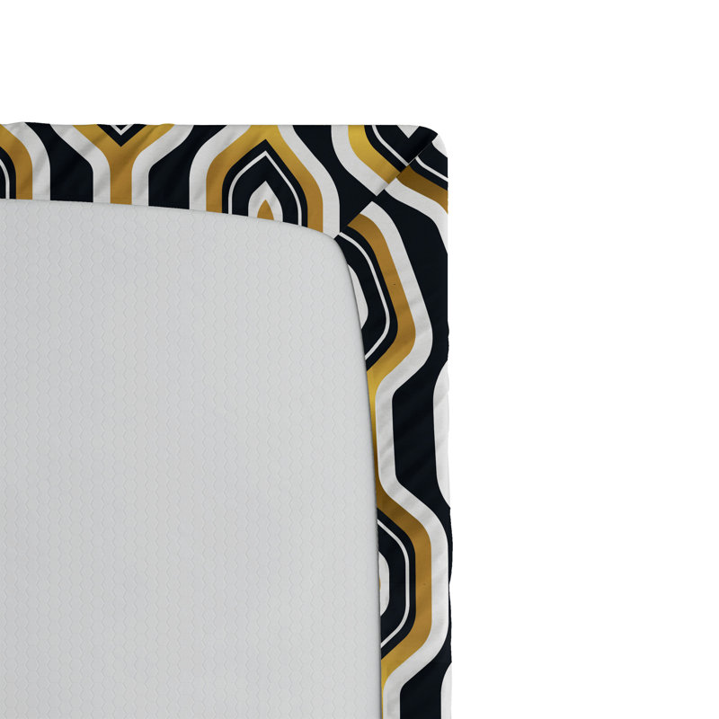 Drap-housse Ambesonne, Drap-housse de taille simple, Blanc, terre, jaune / géométrique