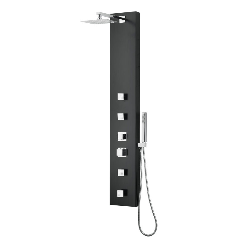 Monsoon 57 In. 4-Jetted Full Body Shower Panel System With Heavy Rain Shower And Spray Wand In Matte Black