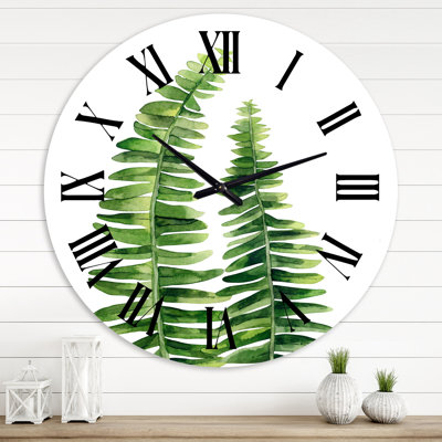 Fern Leaves Detail IV - Farmhouse Wall Clock