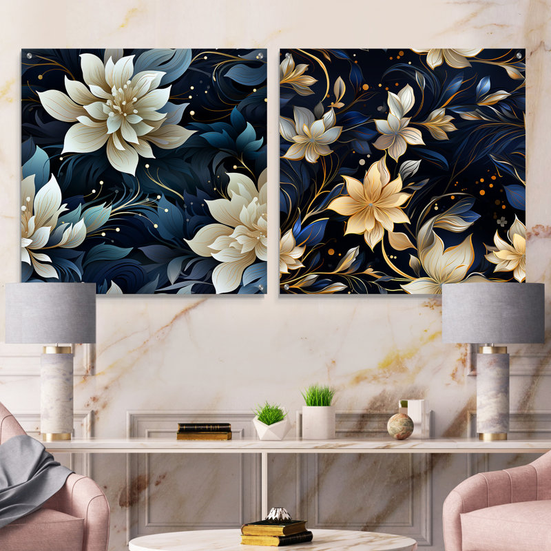 Croy - ensemble de 2 art mural en verre acrylique, H 16 po x l 33 po