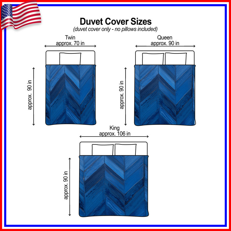 Blue Chevron Pattern Duvet Covers, Queen