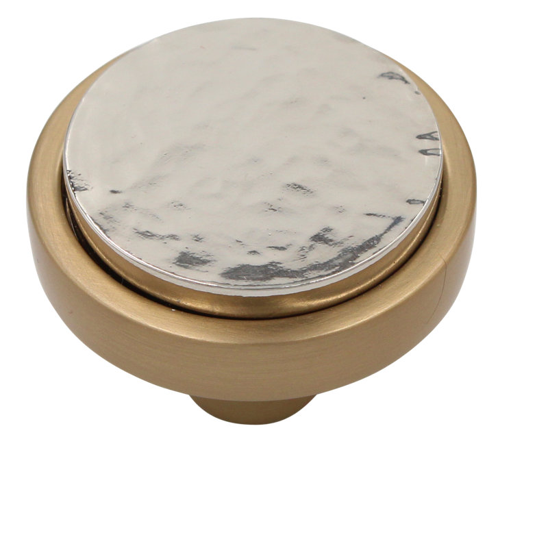 1 1/2" Diameter Round Knob, Satin Brass/Polished Nickel