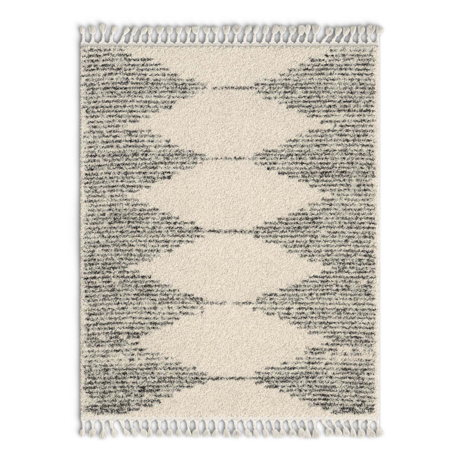 Reserve Trellis Shag Area Rug for Living Room Bedroom Dining Room Nursery, Off White/Charcoal, Rectangle 10' 2" x 14'