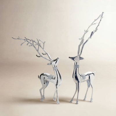 2-Piece Metal Deer Figurine Set