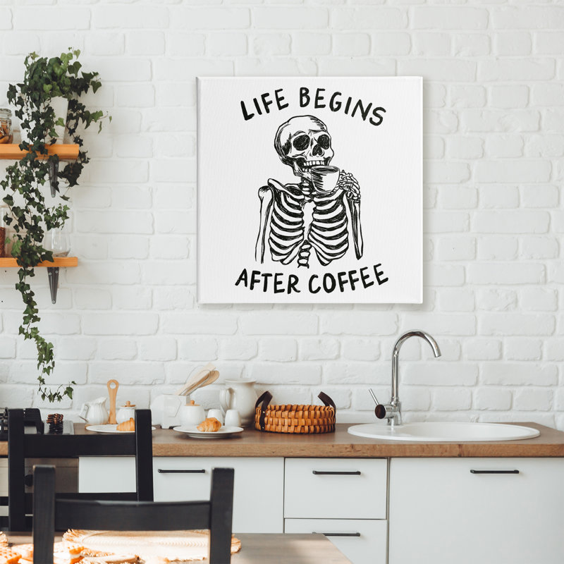 «Life Begins After Coffee Canvas», conception par JJ Design House LLC, H 36 po x l 36 po