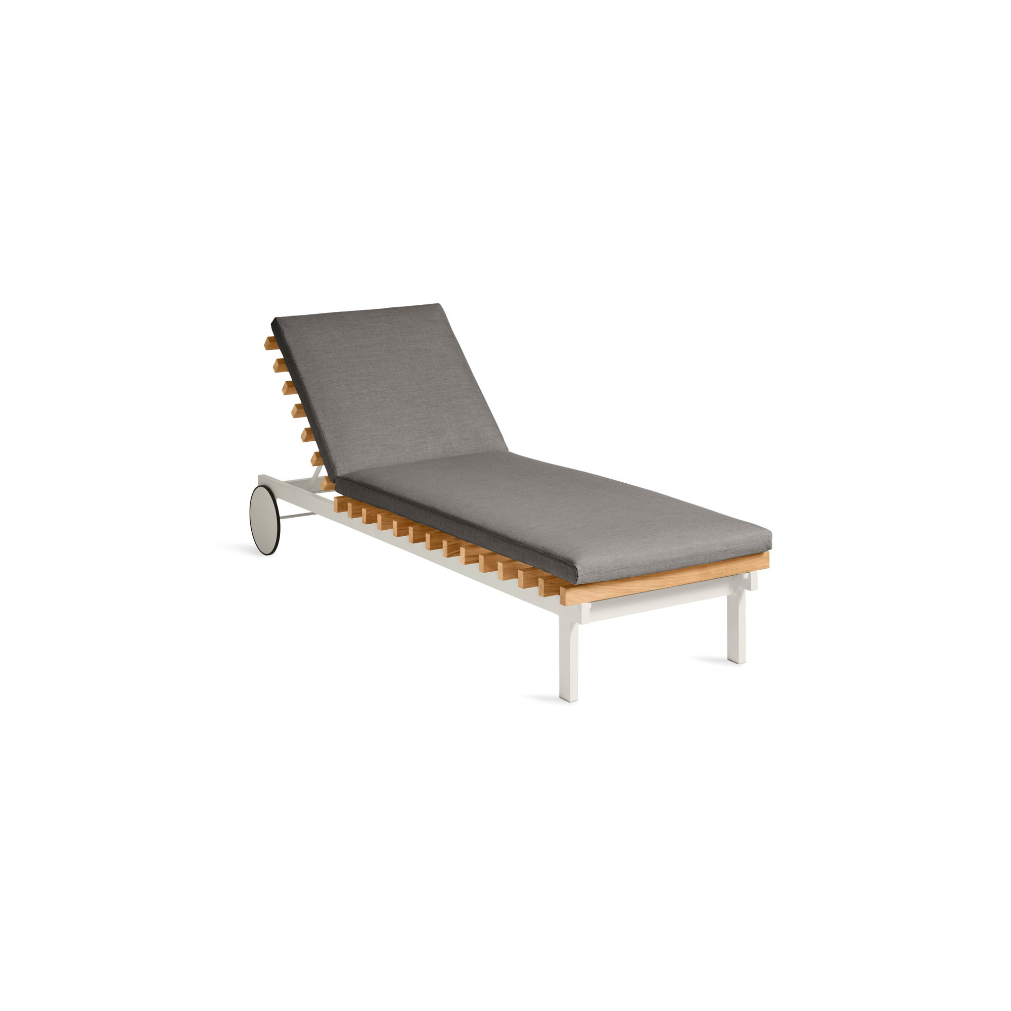 Perch 26'' Outdoor Powder Coated Aluminum Chaise Lounge, White, Toohey Charcoal