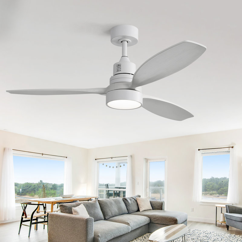 Ventilateur de plafond à 52 pales 52 po Nicola avec télécommande et ensemble d'éclairage inclus, Blanc avec pales blanches
