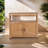 Wooden Patio Bar Table Set With Storage, Buffet Cabinet Sideboard For Outdoor And Indoor-2047972371