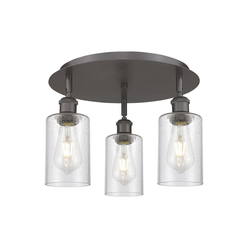 Ervine Glass Semi Flush Mount, Oil Rubbed Bronze, Seedy