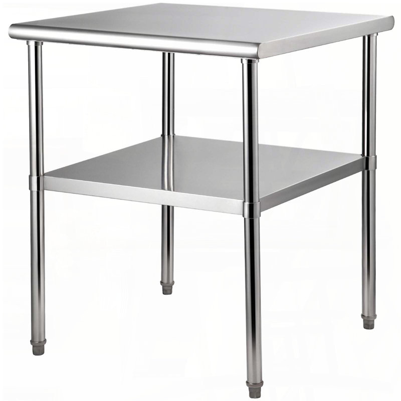 Table de préparation en acier inoxydable avec tablette réglable (30 po x 30 po, capacité de 800 lb)