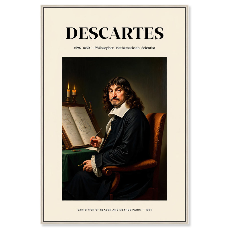 Affiches «penseur cartésien» par Art Remedy, H 55 po x l 37 po, Cadre blanc