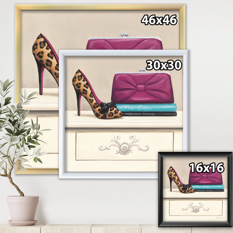 «Fashion and Glam Avenue High Heels I», reproduction sur toile encadrée, H 16 po x l 16 po x P 1 po, Cadre doré