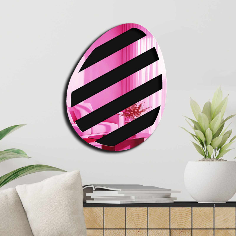 Charmant miroir décoratif pour Pâques, couleur rose, 13,8 po x 17,7 po | Dessus 100% PLEXIGLASS (épaisseur: 0,04 pouce) et dessous 100% EVA (épaisseur: 0,4 pouce) | Bandes double face pour une présentation polyvalente | Parfait pour les décorations printanières et les célébrations festives