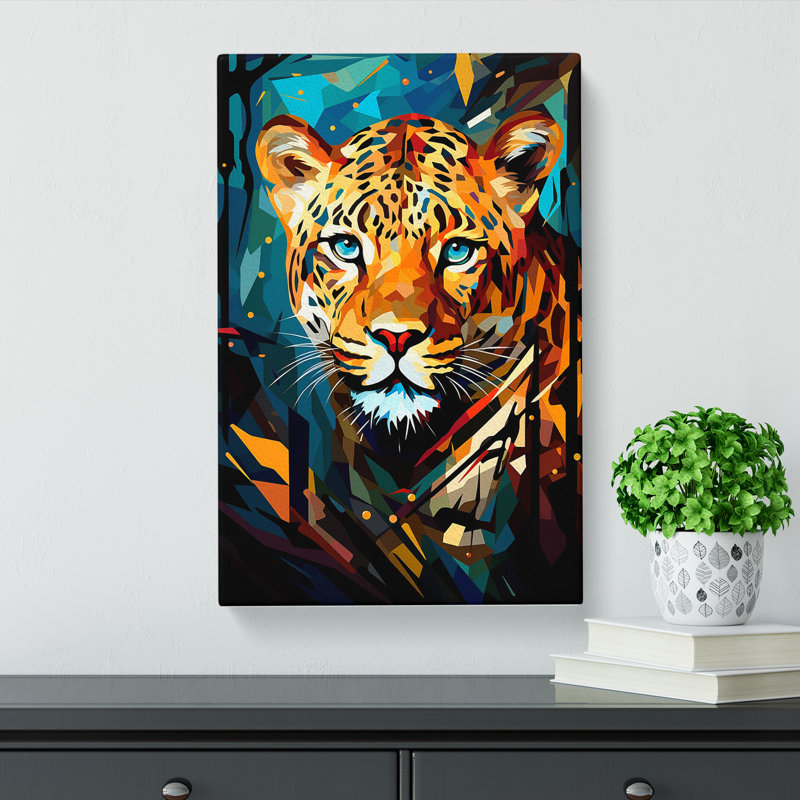 Leopard Cubism - No Frame Print, 60cm H x 40cm W x 3cm D