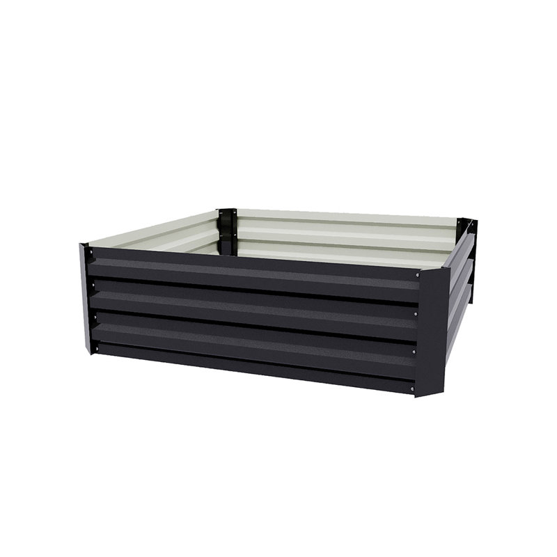 Galvanised Steel Raised Garden Bed, 30cm H x 100cm W x 100cm D, Black