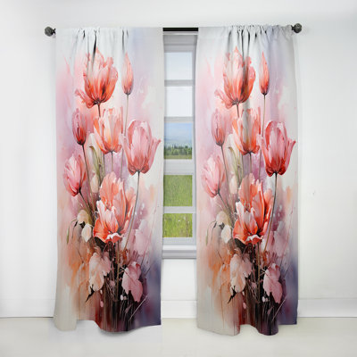 Tulipes Komarek rendues dans une palette monochromatique II - Rideau en velours traditionnel - 1 panneau