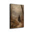 Witch with Broom on a Misty Autumn Path Wall Art (Framed,08×12 inch)