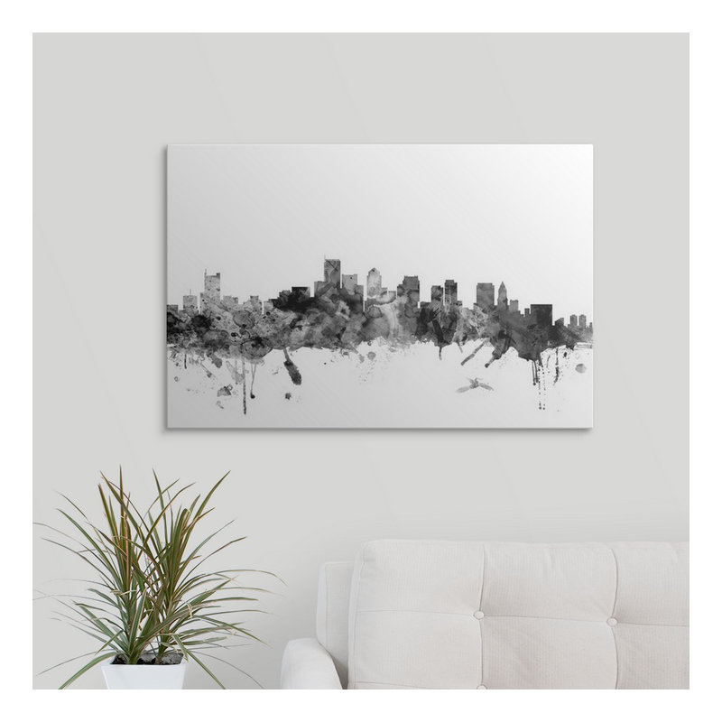 «Boston Massachusetts Skyline» par Francy, impression, H 32 po x l 48 po x P 1,5 po, Toile
