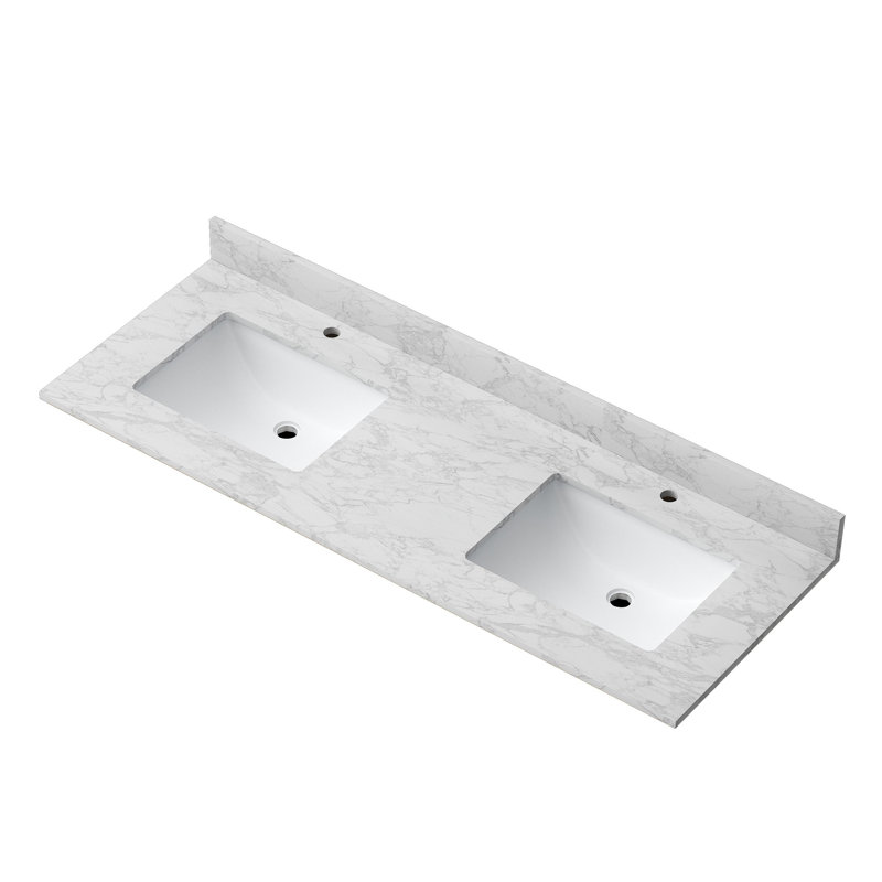CASAINC Engineered Stone Dual Bathroom Sink Vanity Top