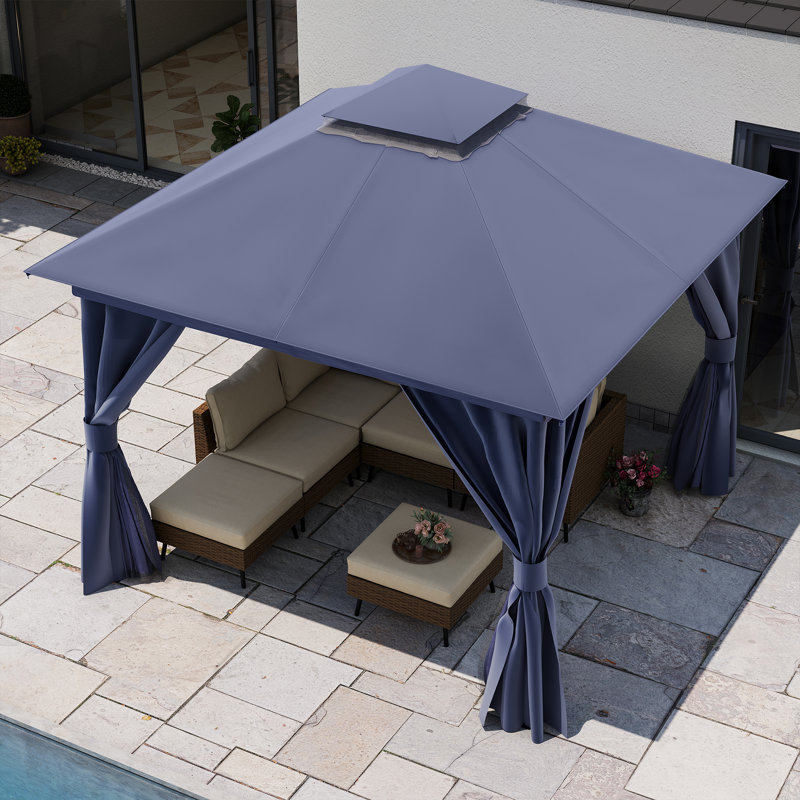 Pavillon de jardin en acier, Bleu marine, 10 Ft. X 10 Ft.