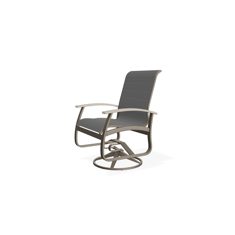Belle Isle Outdoor Dining Armchair, Desert P60, Textured Snow, Titanium Sunbrella®
