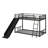 Sturdy Metal Bunk Bed With Slide, Twin Over Twin Design-364155921